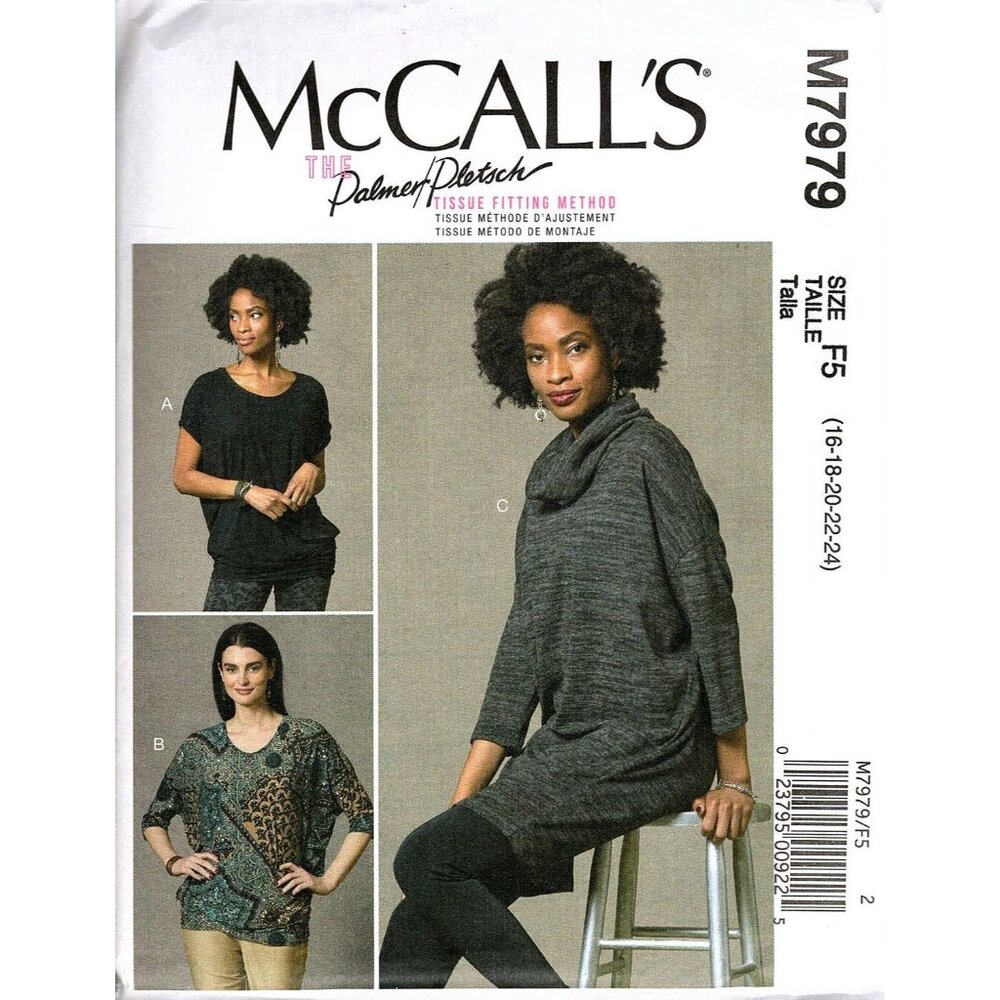 McCall's M7979 Misses 16 to 24 Tops, Tunic Palmer Pletsch Uncut Sewing Pattern
